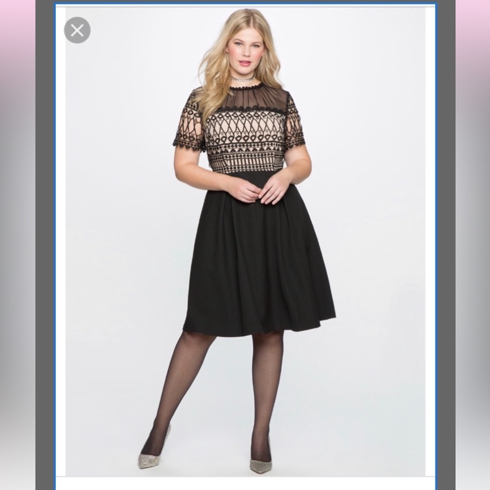Eloquii Fit and Flare Black and Nude Dress - size 20